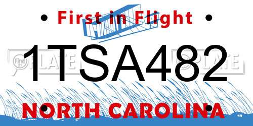 1TSA482 North Carolina License Plate