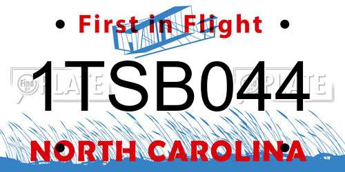 1TSB044 North Carolina License Plate