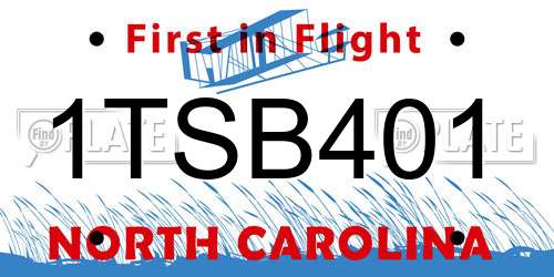 1TSB401 North Carolina License Plate
