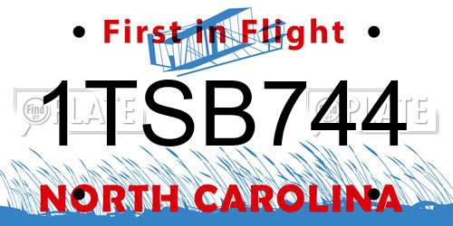 1TSB744 North Carolina License Plate
