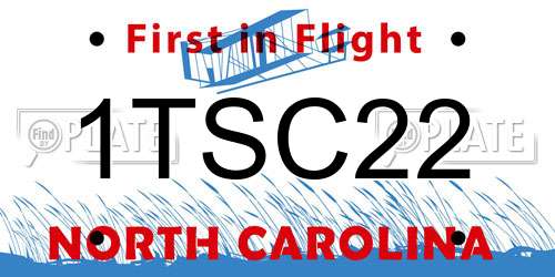 1TSC22 North Carolina License Plate