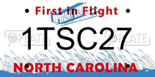 1TSC27 North Carolina License Plate