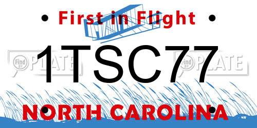 1TSC77 North Carolina License Plate