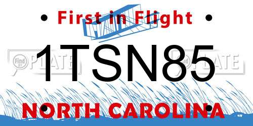 1TSN85 North Carolina License Plate