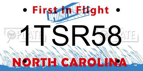 1TSR58 North Carolina License Plate