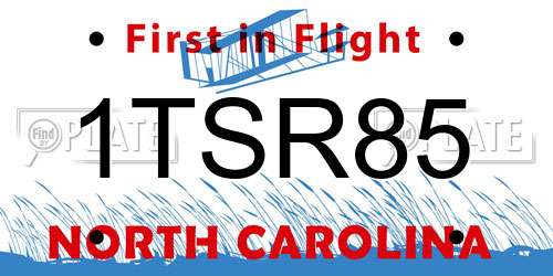 1TSR85 North Carolina License Plate