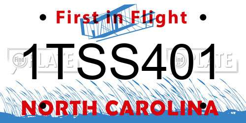 1TSS401 North Carolina License Plate