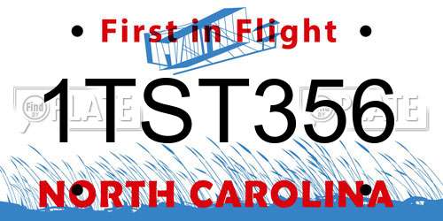 1TST356 North Carolina License Plate