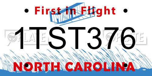 1TST376 North Carolina License Plate