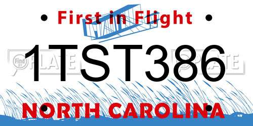 1TST386 North Carolina License Plate