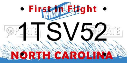 1TSV52 North Carolina License Plate
