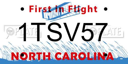 1TSV57 North Carolina License Plate