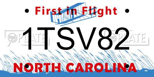1TSV82 North Carolina License Plate