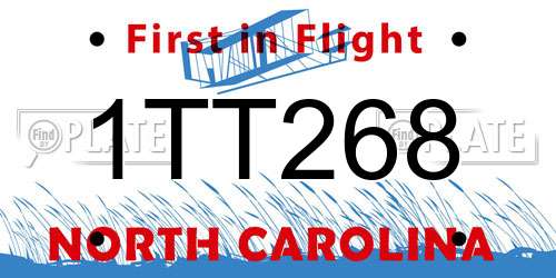 1TT268 North Carolina License Plate