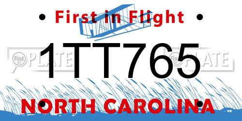 1TT765 North Carolina License Plate