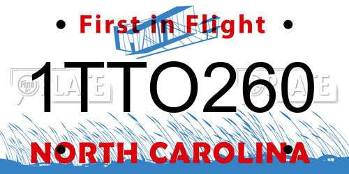 1TTO260 North Carolina License Plate