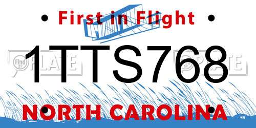 1TTS768 North Carolina License Plate