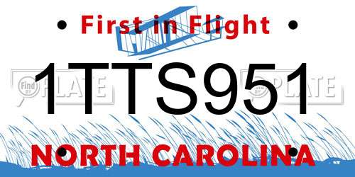 1TTS951 North Carolina License Plate