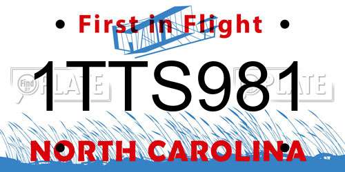 1TTS981 North Carolina License Plate