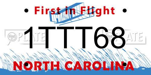 1TTT68 North Carolina License Plate