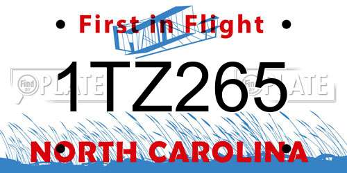 1TZ265 North Carolina License Plate