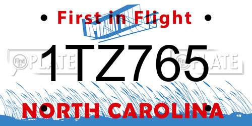 1TZ765 North Carolina License Plate