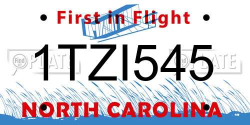 1TZI545 North Carolina License Plate