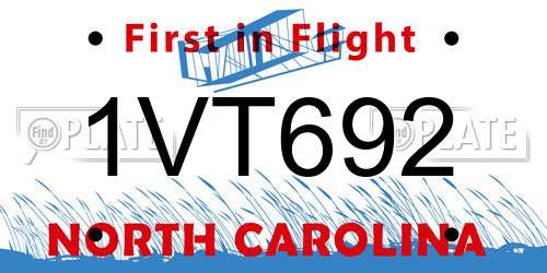 1VT692 North Carolina License Plate