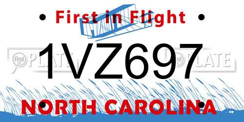 1VZ697 North Carolina License Plate