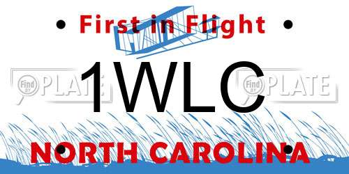 1WLC North Carolina License Plate