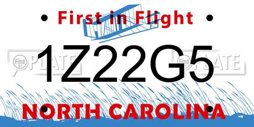1Z22G5 North Carolina License Plate