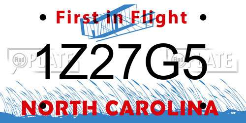 1Z27G5 North Carolina License Plate