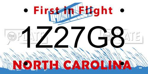 1Z27G8 North Carolina License Plate