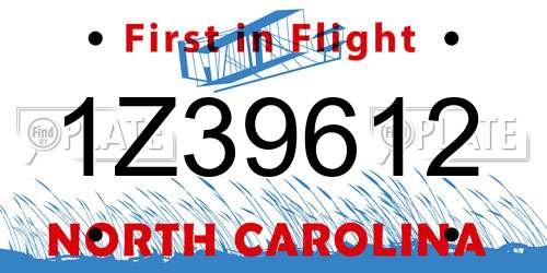 1Z39612 North Carolina License Plate