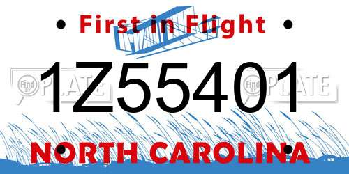 1Z55401 North Carolina License Plate