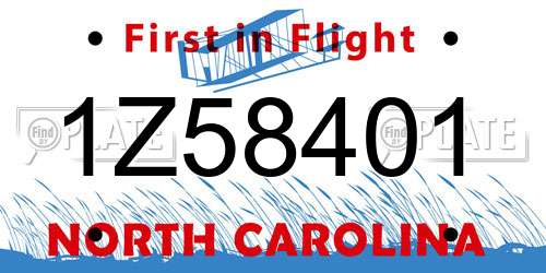 1Z58401 North Carolina License Plate
