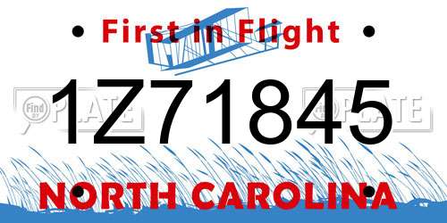 1Z71845 North Carolina License Plate