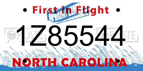 1Z85544 North Carolina License Plate