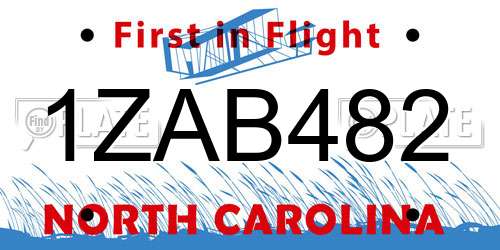 1ZAB482 North Carolina License Plate