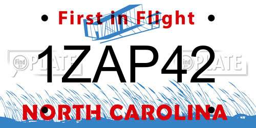 1ZAP42 North Carolina License Plate