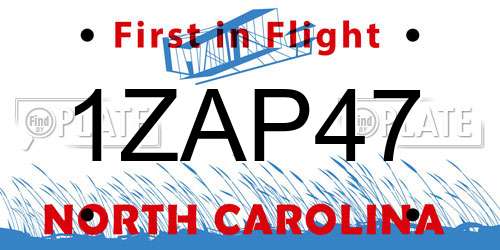 1ZAP47 North Carolina License Plate