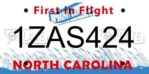 1ZAS424 North Carolina License Plate