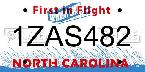 1ZAS482 North Carolina License Plate