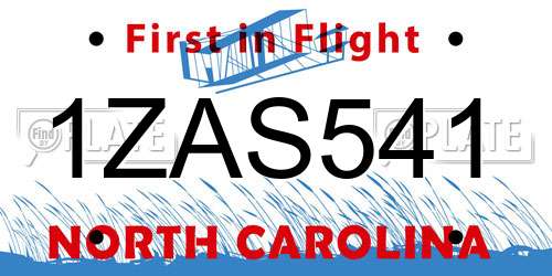 1ZAS541 North Carolina License Plate