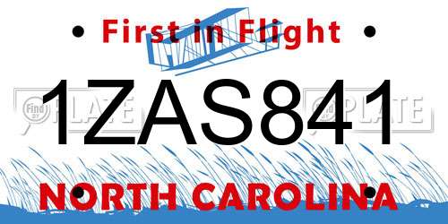 1ZAS841 North Carolina License Plate