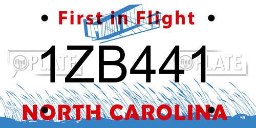 1ZB441 North Carolina License Plate