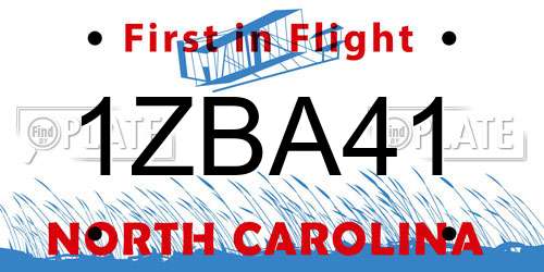 1ZBA41 North Carolina License Plate
