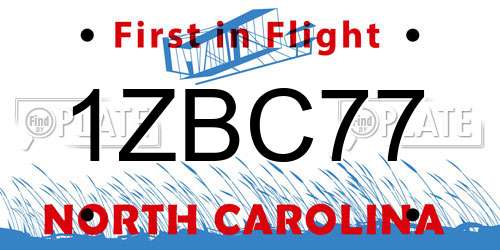 1ZBC77 North Carolina License Plate