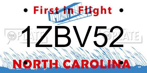 1ZBV52 North Carolina License Plate