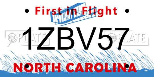 1ZBV57 North Carolina License Plate